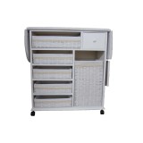 Mueble de plancha Estoril blanco 5 bandejas y cesto grande para ropa + funda y tensores